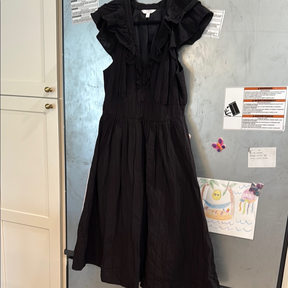 LC Lauren Conrad Black Cocktail Sundress with Flutter Sleeves size large